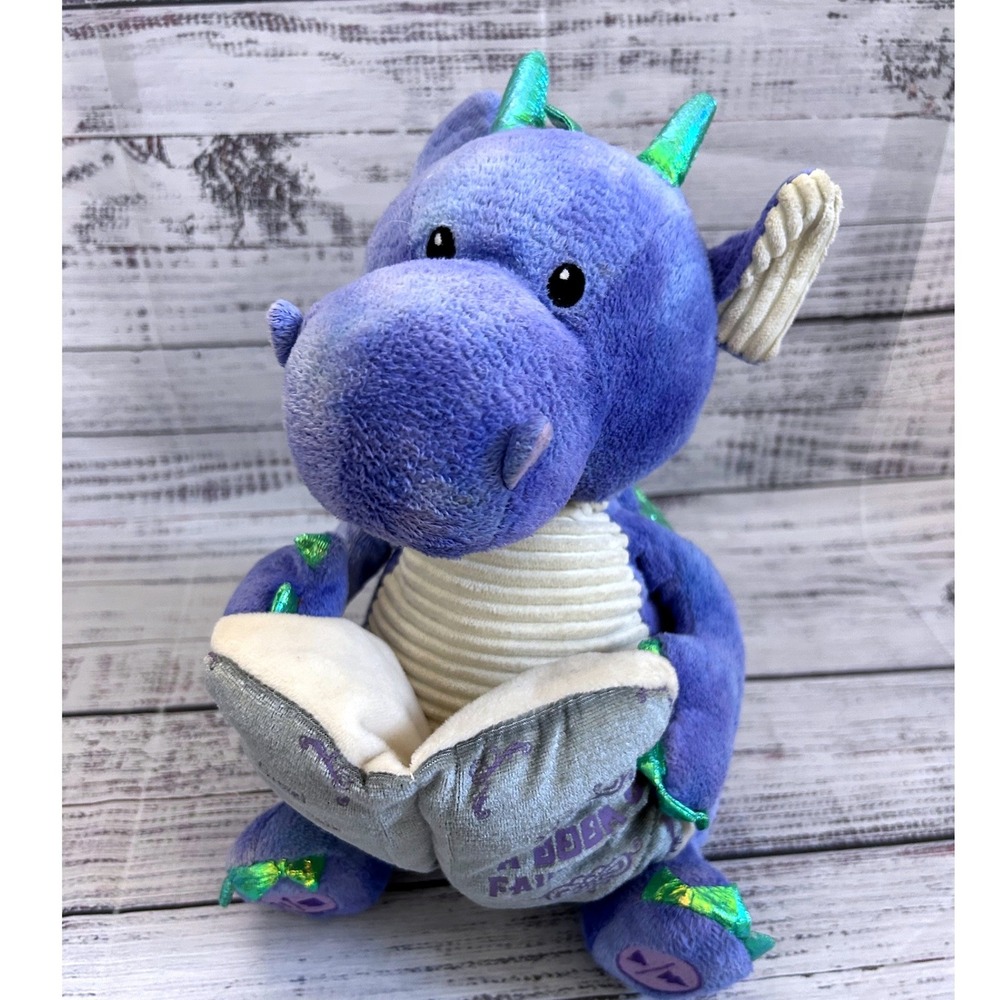 Cuddle Barn Dalton 12" Purple Dragon Storytelling Animated Plush Stuffed Toy EUC